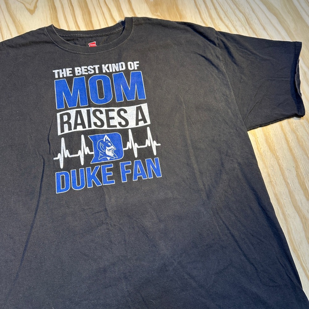 Hanes Duke Blue Devils Mom Graphic Tee Black 2XL NCAA Basketball Shirt